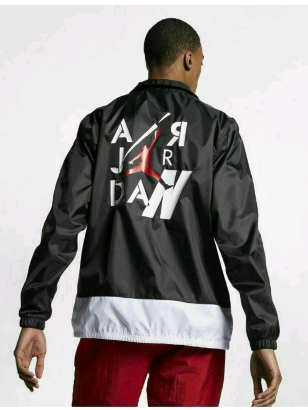 Air Jordan Legacy AJ 4 Retro Coaches Jacket Black Red Mens Size XL